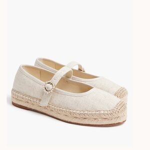 Espadrille Mary Jane Flats with Pearl detail